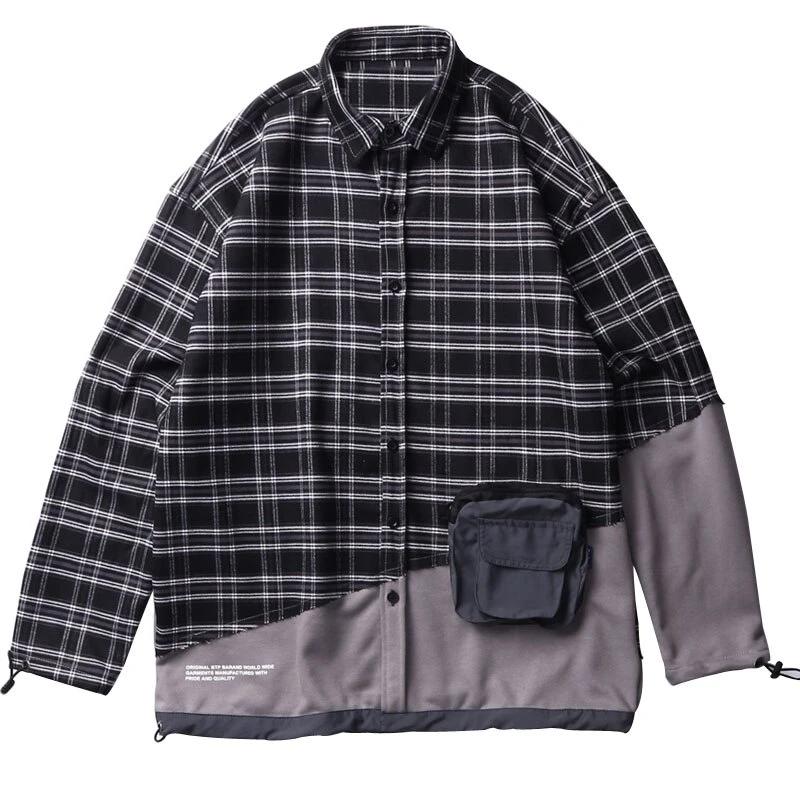 Front Zip Pocket Patchwork Shirt